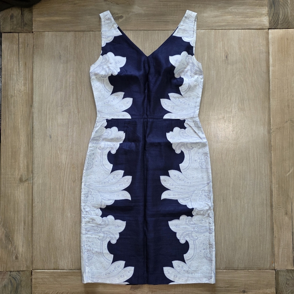 Banana Republic Navy Paisley Print Sheath Dress Size 2